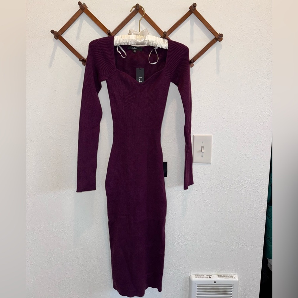 Purple Sweater Midi Dress